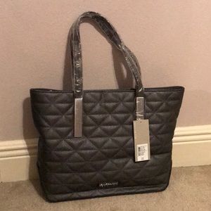 NWT KC Reaction quilted tote gunmetal